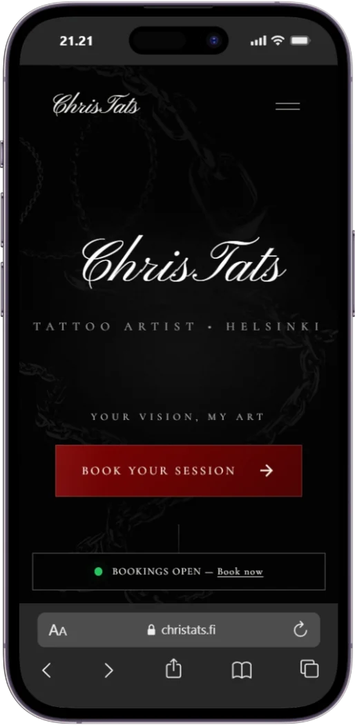 Christats.fi mobiilinäkymässä